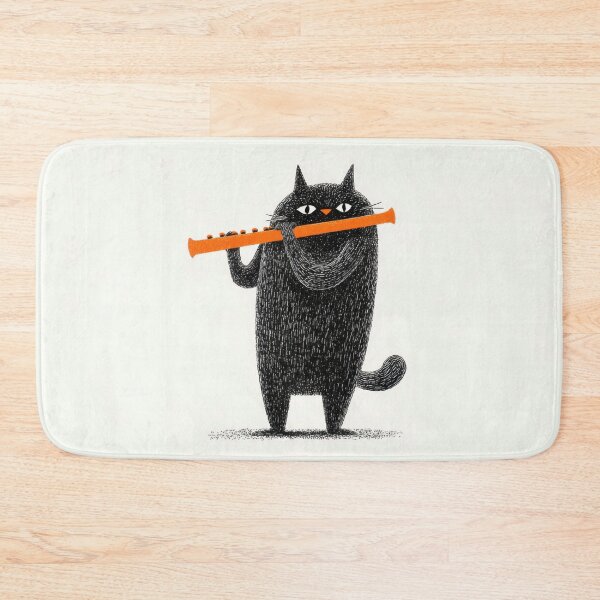 Item preview, Cat plays flute in creative design designed and sold by anytka.
