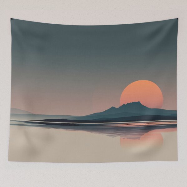 Item preview, Sunset over the calm water and hills designed and sold by anytka.