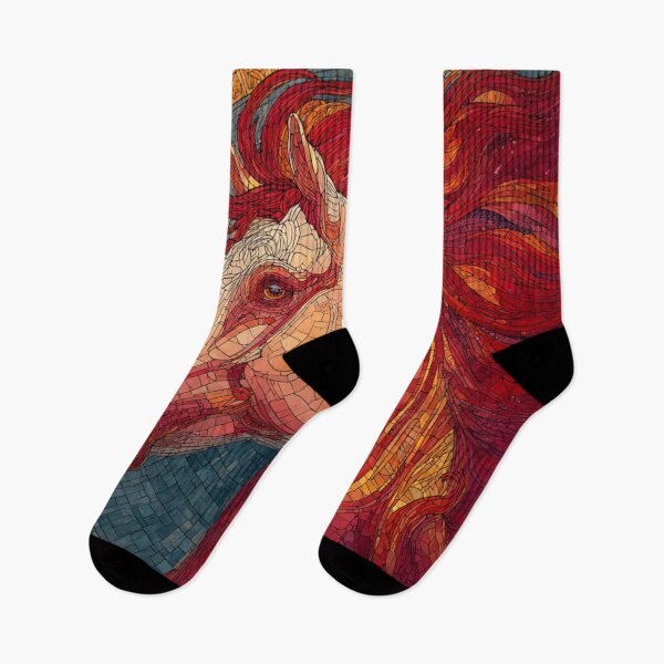 Item preview, Stained Glass Inspired Lunar Red Fire Horse 2026 designed and sold by GrinGalore.