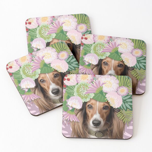 Item preview, Saluki dog with flower headpiece designed and sold by FlowerFolie.