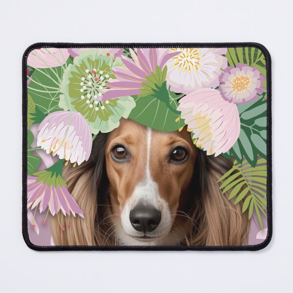 Item preview, Saluki dog with flower headpiece designed and sold by FlowerFolie.