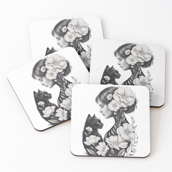 Item preview, Woman and Cat Surrounded by Flowers designed and sold by jkrphoto.
