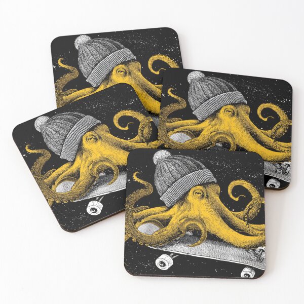 Item preview, Octopus skateboarding with hat designed and sold by anytka.