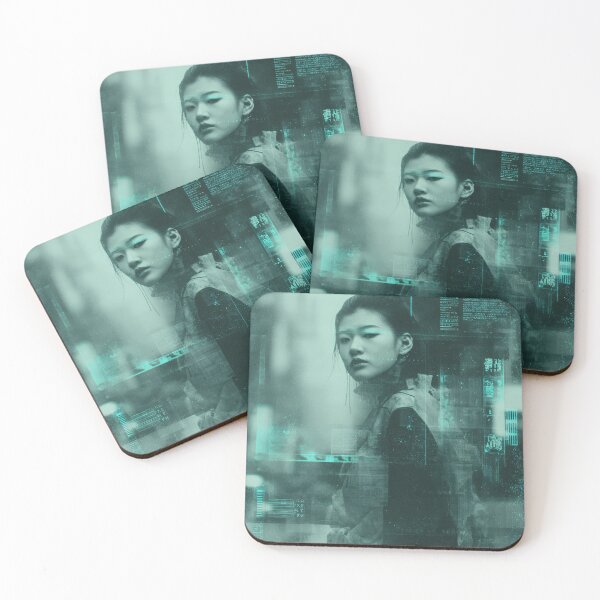Item preview, Signal Fade Liminal Cyberpunk Glitch Portrait Art Print designed and sold by WartonnoArt.
