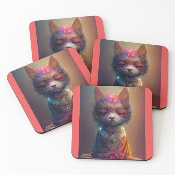 Item preview, Meditating Cat with Rainbow Chakras - Spiritual and Colorful Design designed and sold by Hipatye26.