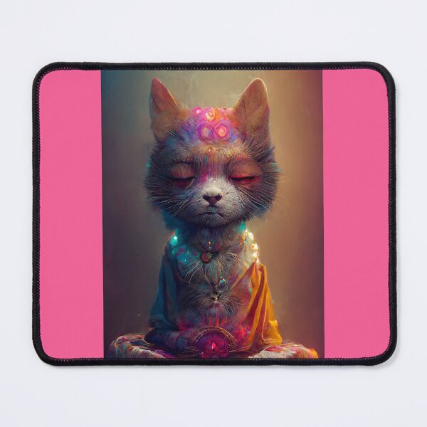 Item preview, Meditating Cat with Rainbow Chakras - Spiritual and Colorful Design designed and sold by Hipatye26.