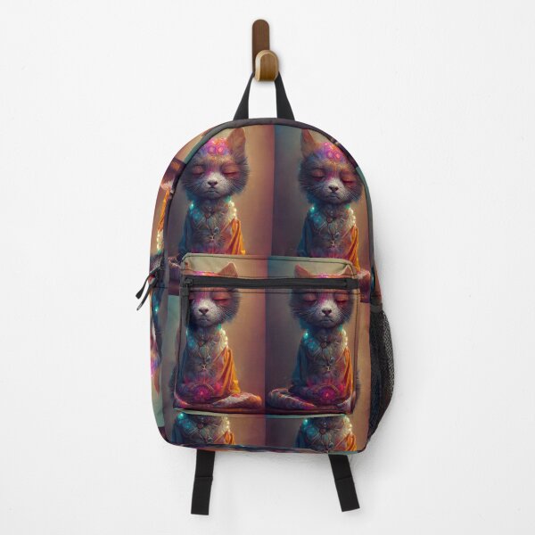 Item preview, Meditating Cat with Rainbow Chakras - Spiritual and Colorful Design designed and sold by Hipatye26.