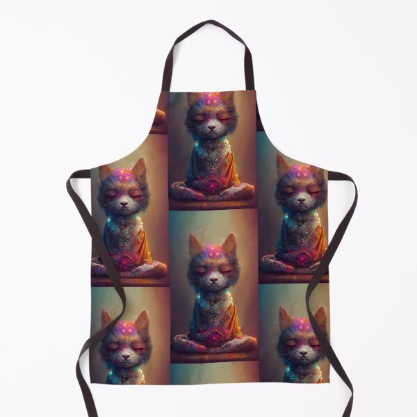 Item preview, Meditating Cat with Rainbow Chakras - Spiritual and Colorful Design designed and sold by Hipatye26.