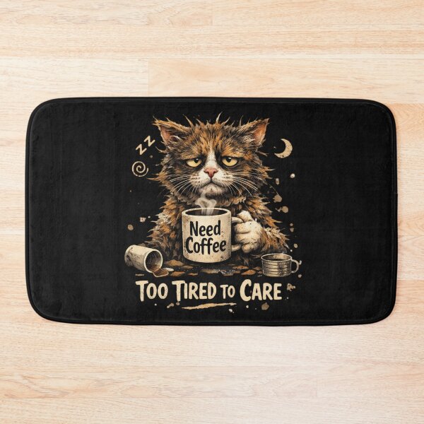 Item preview, disheveled cat with coffee cup designed and sold by Nasihasi.