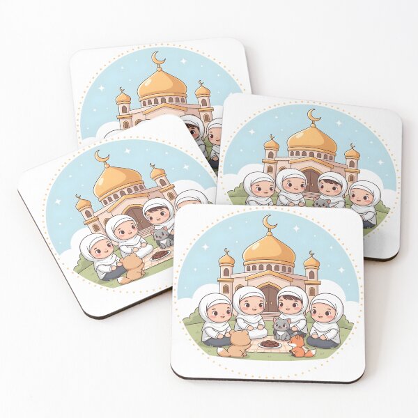 Item preview, Cute Ramadan Mosque Friends Illustration with Animals and Kids - Islamic Sunset Art designed and sold by WowDezign.