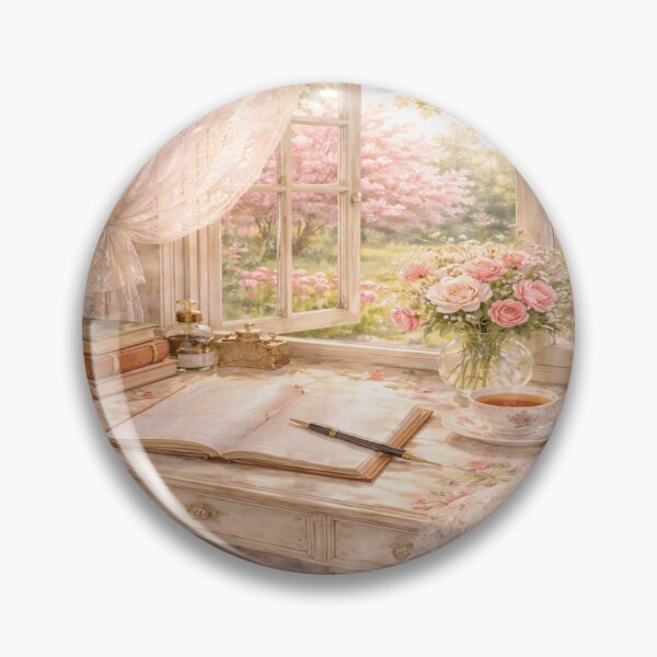 Item preview, Spring Writing Nook Wall Art – Vintage Flower Window Desk Cottagecore Print designed and sold by ArtFreshStudio.
