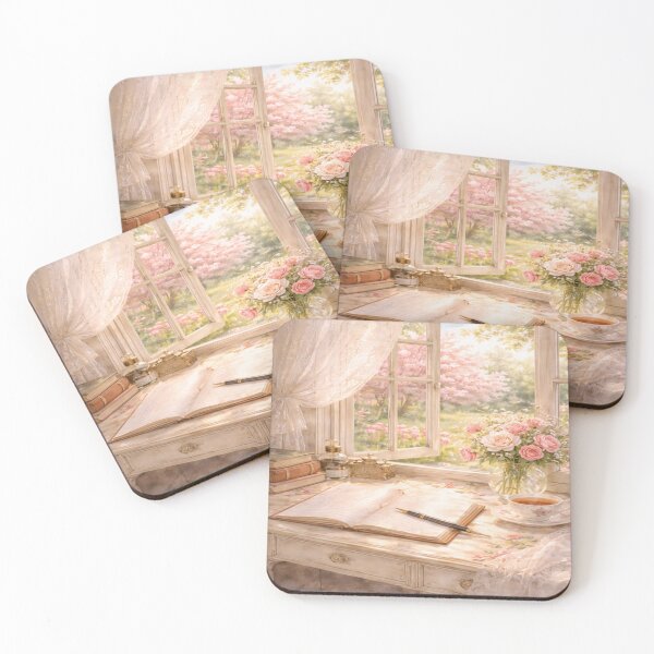 Item preview, Spring Writing Nook Wall Art – Vintage Flower Window Desk Cottagecore Print designed and sold by ArtFreshStudio.