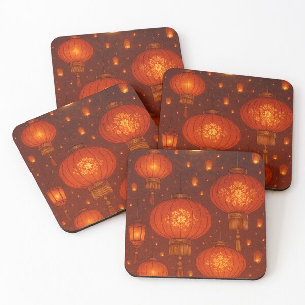 Item preview, Lantern Festival Glowing Night Art – Red & Gold Chinese Lantern Design designed and sold by mbmstores.