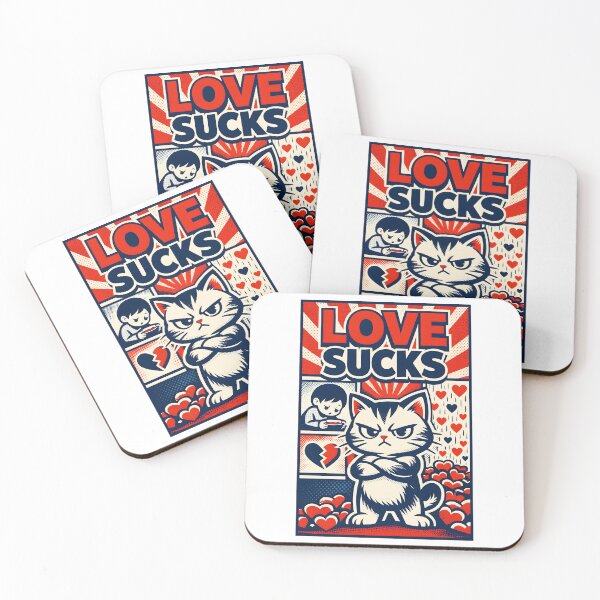 Item preview, Love Sucks – Grumpy Cat Broken Heart Valentine Cartoon designed and sold by ZayCreates.