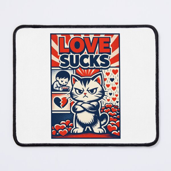 Item preview, Love Sucks – Grumpy Cat Broken Heart Valentine Cartoon designed and sold by ZayCreates.
