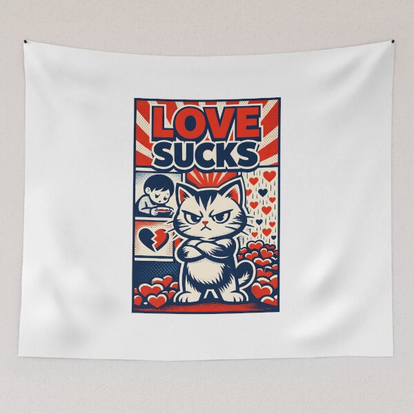 Item preview, Love Sucks – Grumpy Cat Broken Heart Valentine Cartoon designed and sold by ZayCreates.