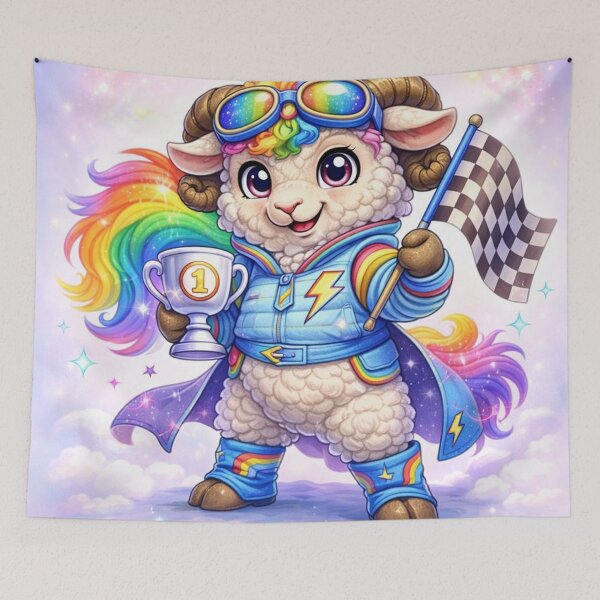 Item preview, Rainbow Baaaash - #1 Speed Flock Champion (My Little Sheep Parody) designed and sold by Thpoar.
