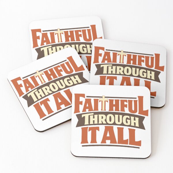 Item preview, Vintage Faithful Through It All Christian Typography with Cross designed and sold by FunFitLife Studio.