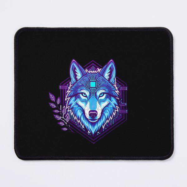 Item preview, Cyber Female Wolf Tech Art - Futuristic Neon Circuit Alpha Predator Illustration designed and sold by AbulailArt.