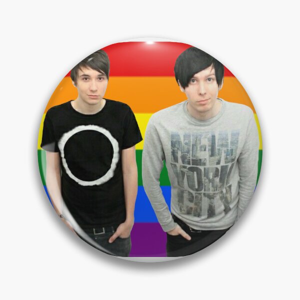 Item preview, Dan and Phil in front of a Pride Flag designed and sold by maelrusydesigns.