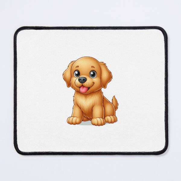 Item preview, Adorable golden puppy with big eyes, playful expression, and a wagging tail, exuding joy and innocence. designed and sold by cave-canvas.