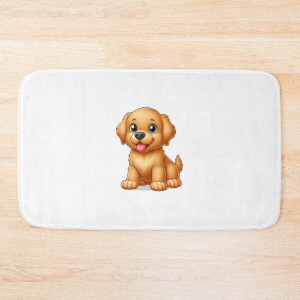 Item preview, Adorable golden puppy with big eyes, playful expression, and a wagging tail, exuding joy and innocence. designed and sold by cave-canvas.