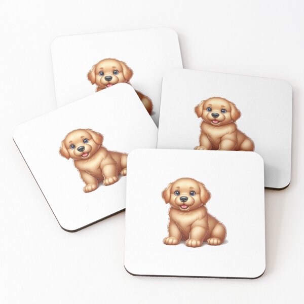 Item preview, Adorable golden retriever puppy sitting happily with big blue eyes and a joyful expression. designed and sold by cave-canvas.