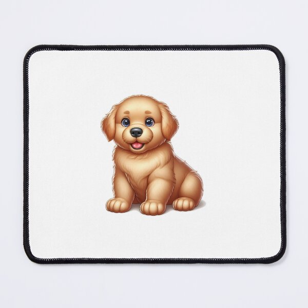 Item preview, Adorable golden retriever puppy sitting happily with big blue eyes and a joyful expression. designed and sold by cave-canvas.