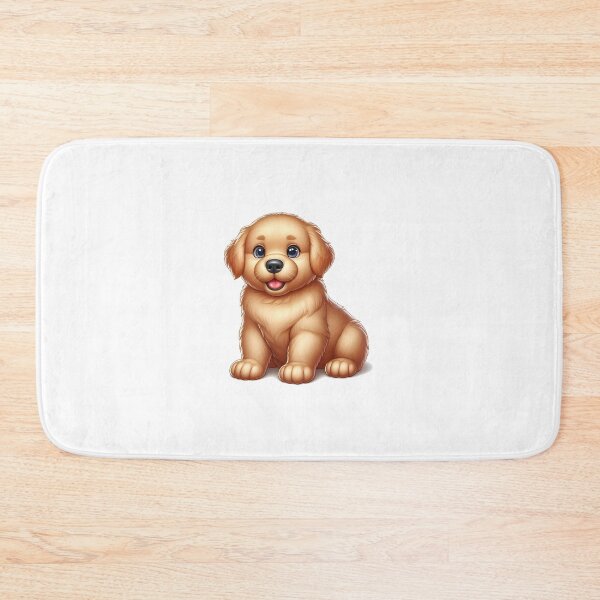 Item preview, Adorable golden retriever puppy sitting happily with big blue eyes and a joyful expression. designed and sold by cave-canvas.