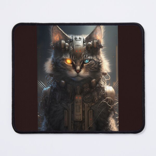 Item preview, Cyber Cat with Different Eyes - Futuristic Technological Design designed and sold by Hipatye26.