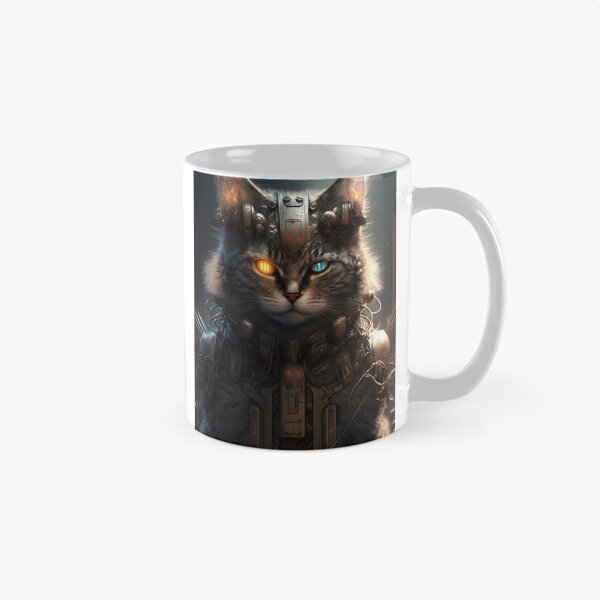Item preview, Cyber Cat with Different Eyes - Futuristic Technological Design designed and sold by Hipatye26.
