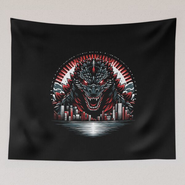 Item preview, Bold illustration of a ferocious monster towering over a city skyline at dusk. designed and sold by beast-net.