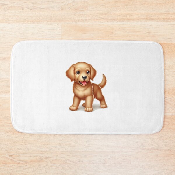 Item preview, A cheerful golden retriever puppy with big eyes and a playful expression, perfect for children's illustrations. designed and sold by cave-canvas.