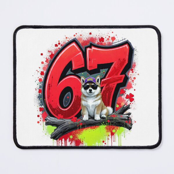 Item preview, 67 Shiba Inu Dog Graffiti Red Six Seven designed and sold by ImageHubDesigns.