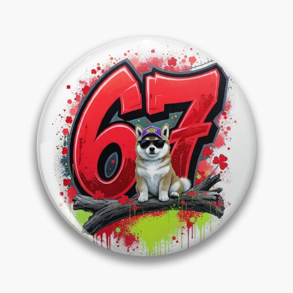 Item preview, 67 Shiba Inu Dog Graffiti Red Six Seven designed and sold by ImageHubDesigns.