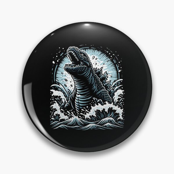 Item preview, Dramatic illustration of a roaring monster emerging from turbulent ocean waves, showcasing power. designed and sold by beast-net.