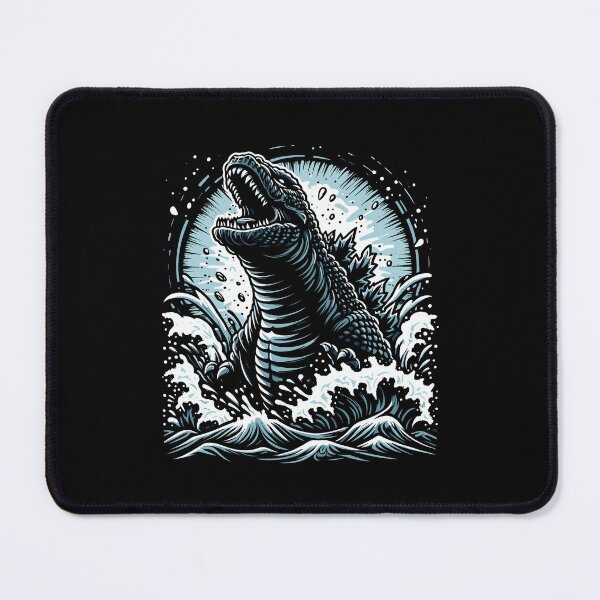 Item preview, Dramatic illustration of a roaring monster emerging from turbulent ocean waves, showcasing power. designed and sold by beast-net.