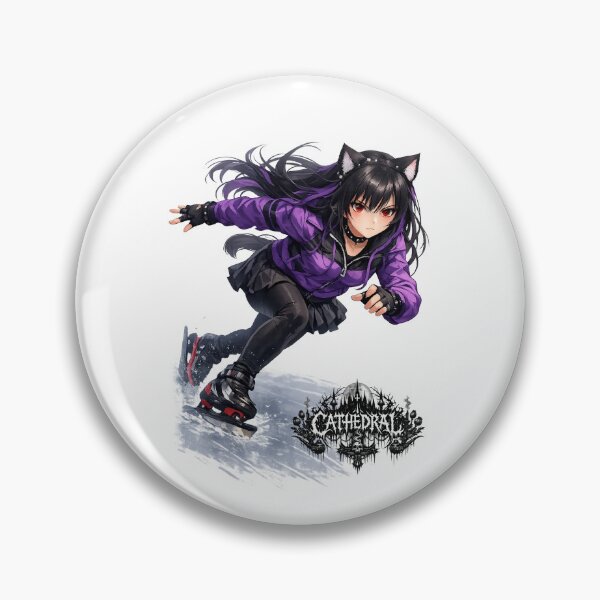 Item preview, Catgirl Ice Skating CATHEDRAL designed and sold by GothCatHedral.