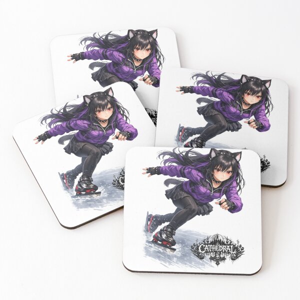 Item preview, Catgirl Ice Skating CATHEDRAL designed and sold by GothCatHedral.