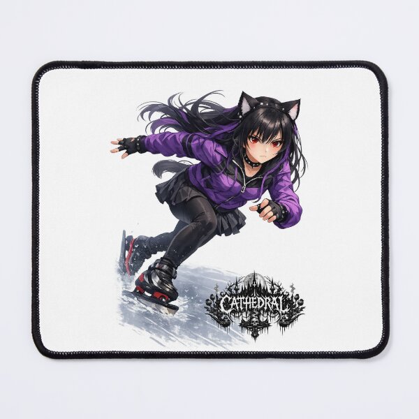 Item preview, Catgirl Ice Skating CATHEDRAL designed and sold by GothCatHedral.