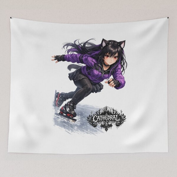Item preview, Catgirl Ice Skating CATHEDRAL designed and sold by GothCatHedral.
