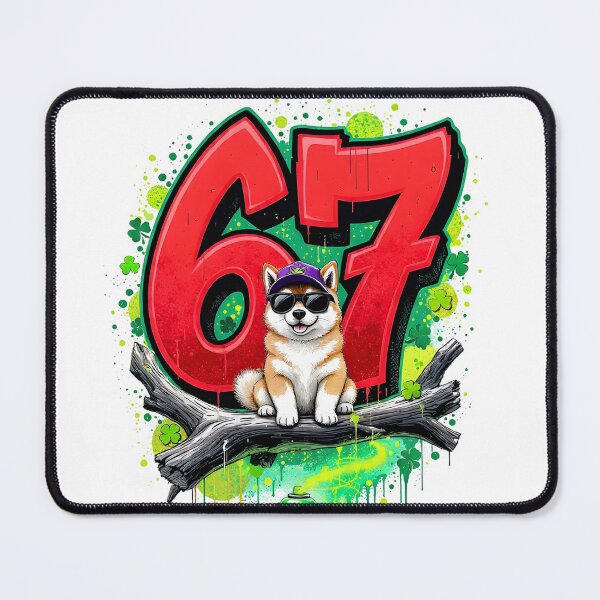 Item preview, 67 Shiba Inu Dog Graffiti Red Six Seven designed and sold by ImageHubDesigns.