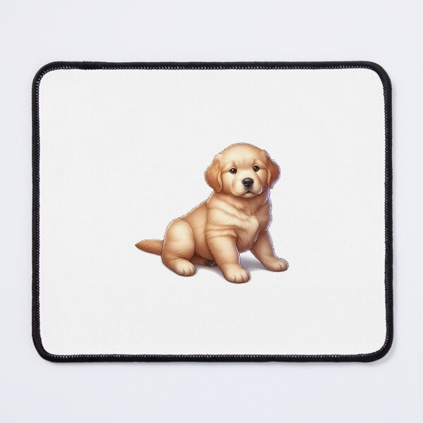 Item preview, Adorable golden retriever puppy sitting with a curious expression, fluffy fur and bright eyes. designed and sold by cave-canvas.