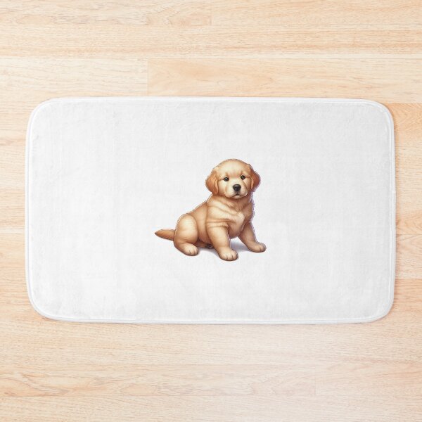 Item preview, Adorable golden retriever puppy sitting with a curious expression, fluffy fur and bright eyes. designed and sold by cave-canvas.
