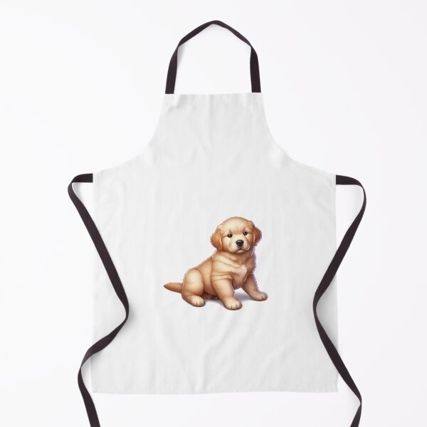 Item preview, Adorable golden retriever puppy sitting with a curious expression, fluffy fur and bright eyes. designed and sold by cave-canvas.