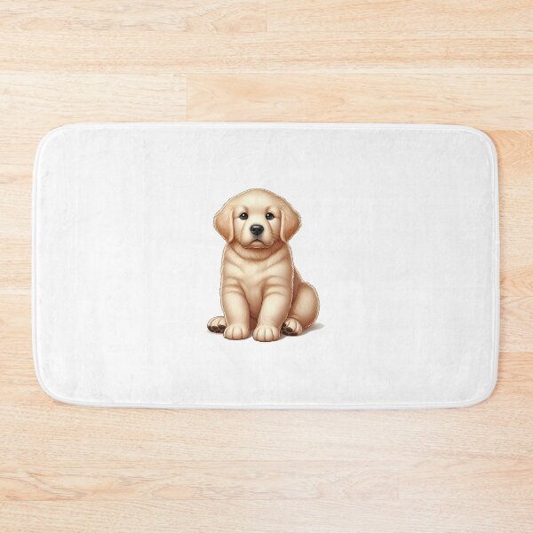 Item preview, Adorable golden retriever puppy sitting with a gentle expression and fluffy coat. designed and sold by cave-canvas.