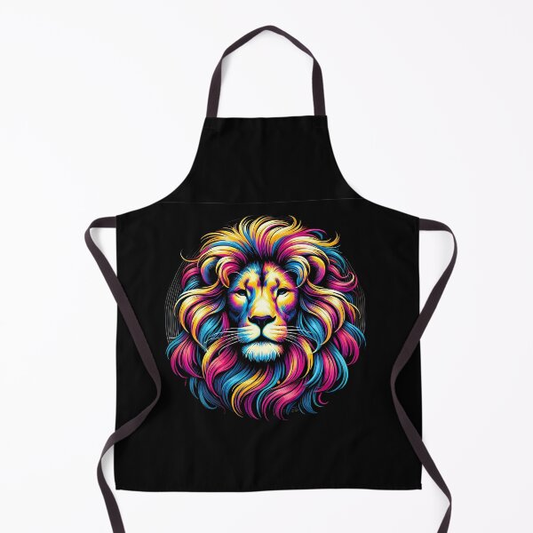 Item preview, Vibrant and colorful lion head illustration with flowing mane in pink and blue tones. designed and sold by beast-net.