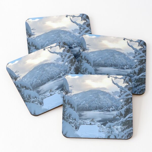 Item preview, Snowy Alpine Village at Sunset designed and sold by MatthewHeights.
