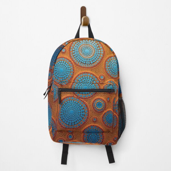 Item preview, Aboriginal Inspired Art - Blue Circles on Orange designed and sold by GrinGalore.