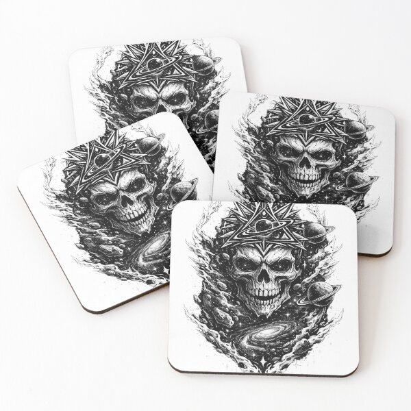 Item preview, Cosmic Skull Universe – Detailed Black and White Space Artwork designed and sold by Artistmonkey345.